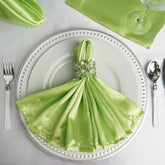 5 Pack Satin 20"x20" Napkins Apple Green - Luxurious Shine & Smooth Dinner Napkins