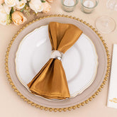 5 Pack Satin 20"x20" Napkins Gold Glossy Stripes - Durable & Wrinkle-Free Cloth Napkins