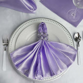 5 Pack Satin 20"x20" Napkins Lavender Lilac - Luxurious Shine & Smooth Dinner Napkins