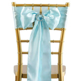 5 Pack Satin Chair Sashes Light Blue - Durable Chair Bows with Shiny Finish 6"x106"