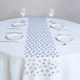 5 Pack Sheer Organza 11"x108" Table Runner Rolls White Disposable with Metallic Gold Foil Butterflies Motifs