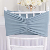 5 Pack Spandex Chair Sashes Dusty Blue Ruffled Style - Wide Easy to Use Stretch Chair Bands 8"x13"