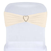 5 Pack Stretch Spandex Chair Sashes Beige - Fitted Finish Two Ply Heavy Duty Chair Bands 5"x12"