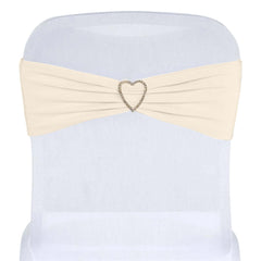 5 Pack Stretch Spandex Chair Sashes Beige - Fitted Finish Two Ply Heavy Duty Chair Bands 5"x12"