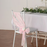 5 Pack Taffeta 6"x106" Chair Sashes Blush Accordion Crinkle Texture - Stylish Decor for Weddings & Gatherings