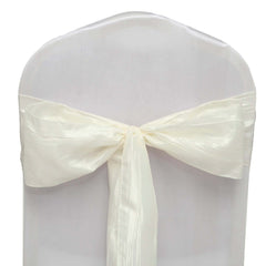 5 Pack Taffeta 6"x106" Chair Sashes Ivory Accordion Crinkle Texture - Stylish Decor for Weddings & Gatherings
