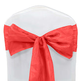 5 Pack Taffeta 6"x106" Chair Sashes Red Accordion Crinkle Texture - Stylish Decor for Weddings & Gatherings
