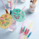 50-Pack Umbrella Drinking Straws Multi-Colored - Fun Disposable Straws for Tropical Parties 10"