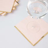 50-Pack Paper Beverage Napkins with Gold Foil Edge Blush - Disposable 2 Ply Cocktail Napkins for Events 6.5"x6.5"