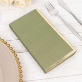 50-Pack Paper Dinner Napkins Dusty Sage Green with Gold Foil Edge 2 Ply - Stylish Disposable Napkins