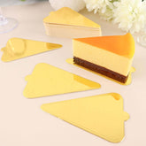 50-Pack Triangle Cake Boards in Gold Cardboard - Grease Proof Mini Paper Trays for Pastries Cupcakes & Dessert Slices 2.8"x 4.5"