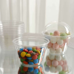 50-Pack Plastic Dessert Parfait Cups Clear Dome Lid - Perfect for Ice Cream 7oz