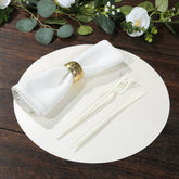 50 Pack 13" Round Disposable Paper Placemats – Pearl White Cardboard Dining Table Mats, 120 GSM