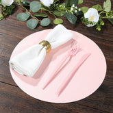 50 Pack 13" Round Disposable Paper Placemats – Pink Cardboard Dining Table Mats, 120 GSM