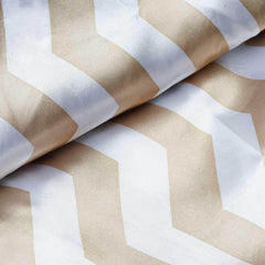 54"x10 Yards Champagne White Chevron Print Satin Fabric Roll, Zig Zag DIY Craft Fabric Bolt