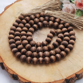 55" Brown Rustic Boho Chic Wood Bead Garland With Tassels, Farmhouse Country Wood Bead Chain