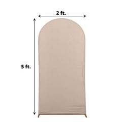5ft Matte Nude Spandex Fitted Chiara Backdrop Stand Cover For Round Top Wedding Arch