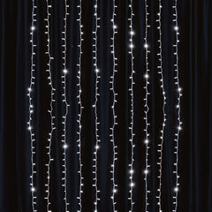 5ftx8ft Cool White 192 LED Icicle Curtain Fairy String Lights with 8 Modes