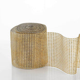 5"x10 Yards Shiny Gold Diamond Rhinestone Ribbon Wrap Roll, DIY Craft Decor