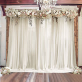 Ivory Sheer Backdrop Drape – 5ft x 14ft Wedding Arch & Ceiling Decor Panel, Wrinkle Free with Soft Shimmer