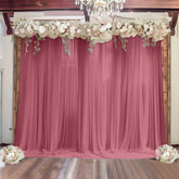 Mauve Cinnamon Rose Sheer Backdrop Drape – 5ft x 14ft Wedding Arch & Ceiling Decor Panel, Wrinkle Free with Soft Shimmer