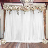 White Sheer Backdrop Drape – 5ft x 14ft Wedding Arch & Ceiling Decor Panel, Wrinkle Free with Soft Shimmer