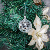 6 Pack 2" Silver Foam Disco Mirror Ball With Hanging Strings, Holiday Christmas Ornaments