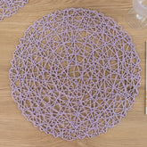 6-Pack Table Placemats Woven Fiber Design Lavender Lilac Round - Disposable Mats for Dining and Events 15"