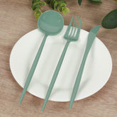 60 Pack Plastic Silverware Set, Dusty Sage Green Heavy Duty Disposable Sleek Utensil Cutlery