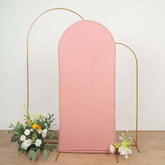 6ft Matte Dusty Rose Spandex Fitted Chiara Backdrop Stand Cover For Round Top Wedding Arch