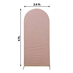 6ft Rose Gold Shimmer Tinsel Spandex Chiara Backdrop Stand Cover For Fitted Round Top Wedding Arch