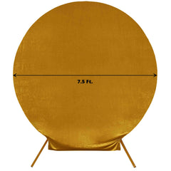 7.5ft Metallic Gold Soft Velvet Fitted Round Event Party Backdrop Cover