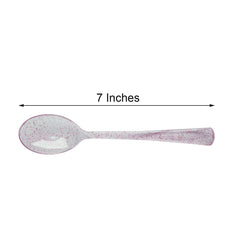 25-Pack Plastic Spoons Transparent Blush Glitter Classic Heavy Duty - Decorative Disposable Tableware 7"
