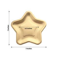 25-Pack Paper Star Shaped Dessert Plates in Matte Gold - Eco-friendly Disposable 300GSM Salad Appetizer Plates for Festive Occasions 7"