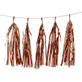 7.5ft Long Rose Gold Hanging Foil Tassel Garland, Metallic Tinsel Fringe Banner Party Streamer Backdrop Decorations