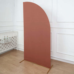 7ft Matte Terracotta (Rust) Spandex Half Moon Chiara Backdrop Stand Cover, Custom Fitted Wedding Arch Cover