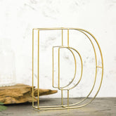 8" Tall Gold Freestanding 3D Decorative Wire Letter, Wedding Centerpiece - D