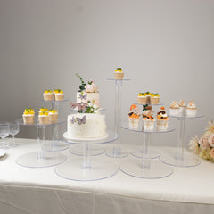 8-Tier Acrylic Cake Stand Set Clear - Assorted Sizes for Buffet Party Tables