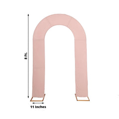 8ft Dusty Rose Spandex Fitted Open Arch Wedding Arch Cover, Double-Sided U-Shaped Backdrop Slipcover