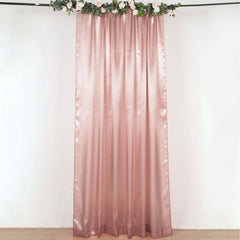 8ftx10ft Dusty Rose Satin Event Curtain Drapes, Backdrop Event Panel