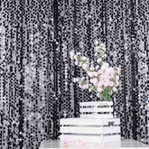 8ftx8ft Black Big Payette Sequin Event Curtain Drapes, Backdrop Event Panel