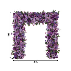 8ftx8ft Roll Up Flower Backdrop for Arch Stand, Lavender Lilac with Fabric Backing - Artificial Silk Roses, Hydrangeas & Chrysanthemums for Weddings