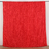8ftx8ft Red 3D Leaf Petal Taffeta Event Curtain Drapes, Backdrop Event Panel With Rod Pocket