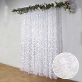 8ftx8ft Silver Embroider Sequin Event Curtain Drapes, Sparkly Sheer Backdrop Event Panel With Embroidery Leaf
