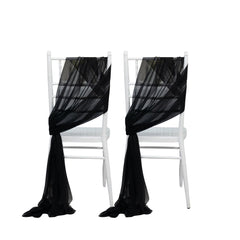 20-Pack Sheer Chair Drape Decor in Black – 9ft Shimmer Sash, Wrinkle-Free