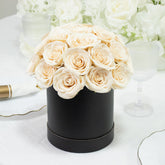 Ivory Soap Rose Bouquet Flower Box Arrangement – 27pcs Roses in 6" Black Round Gift Box