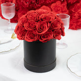 Red Soap Rose Bouquet Flower Box Arrangement – 27pcs Roses in 6" Black Round Gift Box