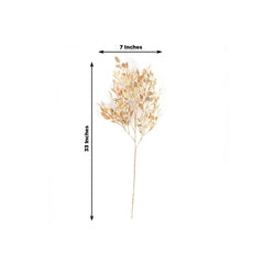 4 Pack Gold Metallic Artificial Leaf Sprays 33” – Italian Ruscus Branches Plastic Greenery for Decorative Arrangements