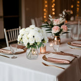 2 Bushes 18" Real Touch White Artificial Rose Flower Bouquet, Silk Long Stem Flower Arrangements