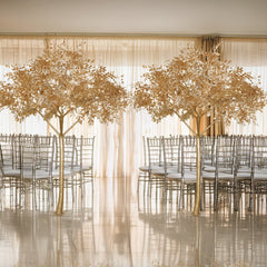 7ft Golden Faux Leaf Trees with Natural-Look Trunks – Floor Décor for Venues & Events